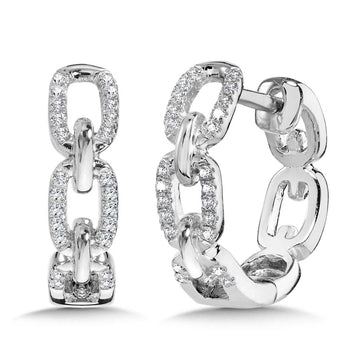 14K White Gold Link-n-Love Hoops